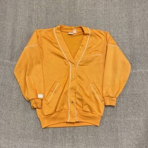 Vintage Nike Cardigan Mens Medium Yellow 1990s Gray tab button up